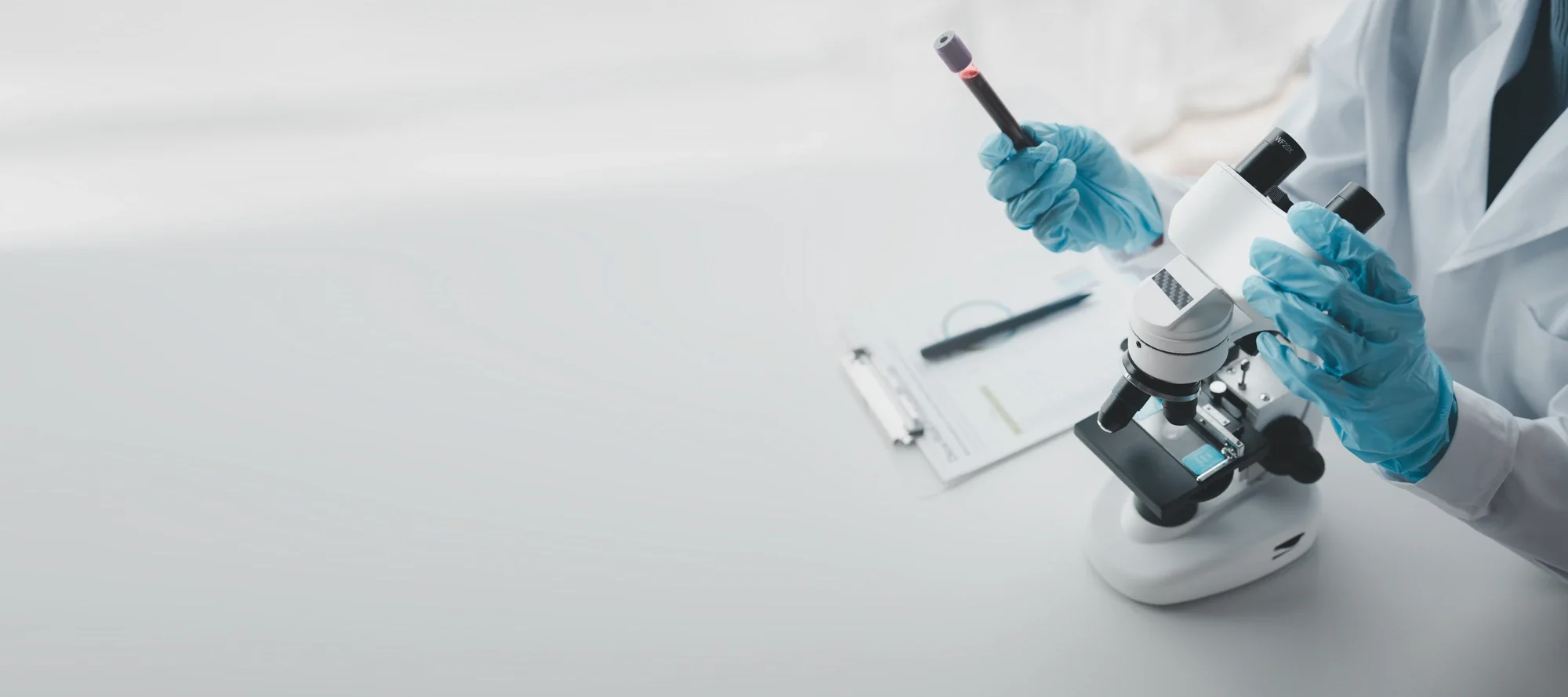 Scientist examining a sample vial in the laboratory