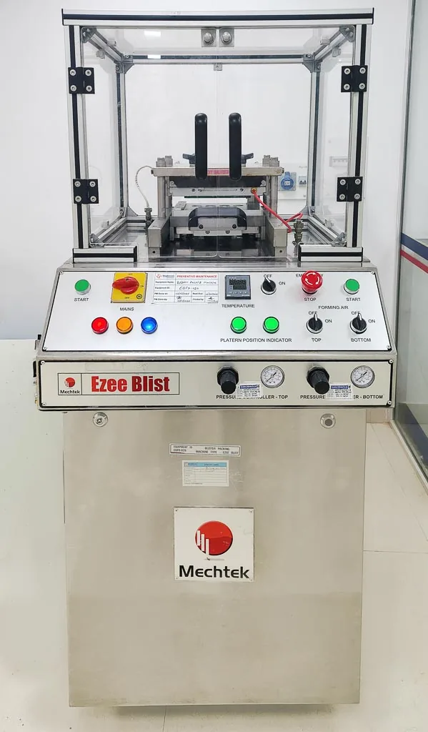 Ezee Blist blister packing machine forming and sealing blister packs at Stabicon
